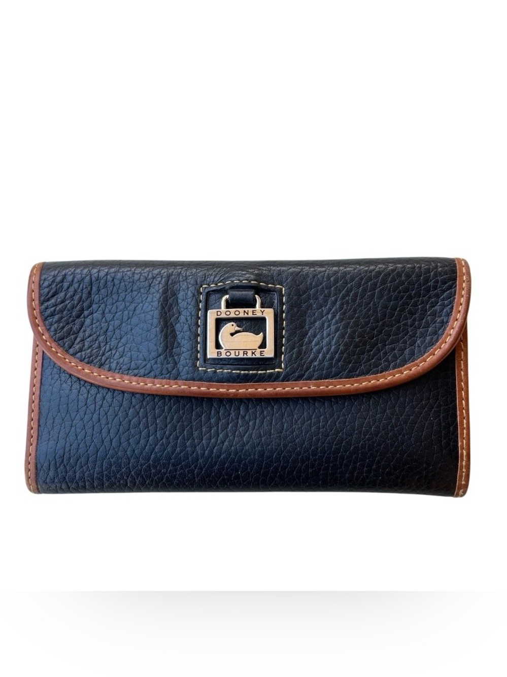VINTAGE Dooney & Bourke
Pebbled Black Leather Continental
Trifold Wallet
